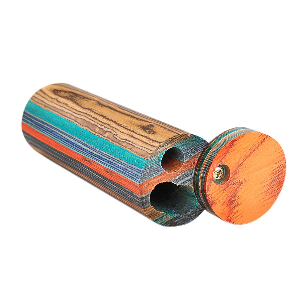 Spring Loaded Dugout Pipe Cigarette Holder | 4in Long - Wood - Assorted - 18
