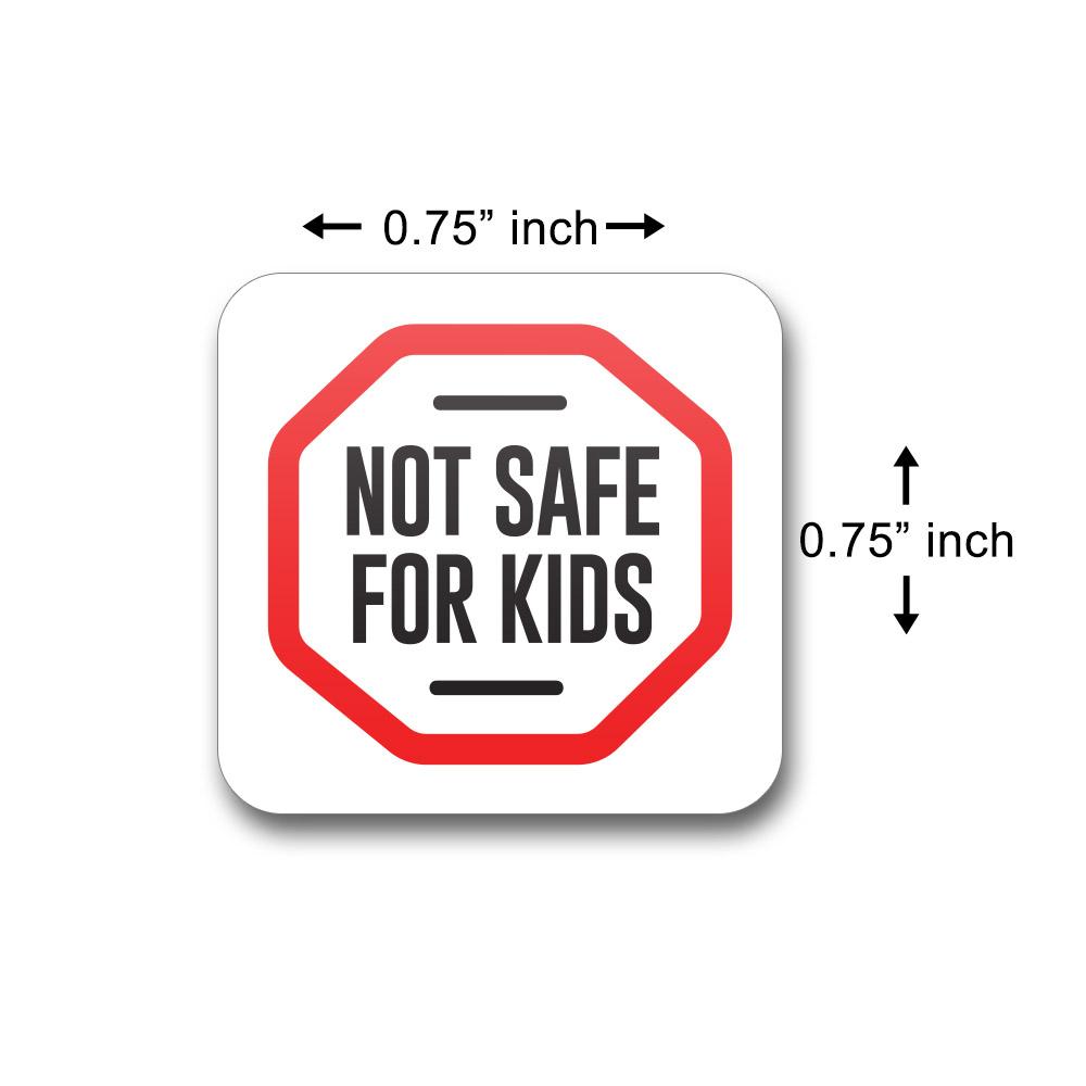 Massachusetts - Maine "Not Safe For Kids" Labels | .75in x .75in - Square - 1000 Count - 4
