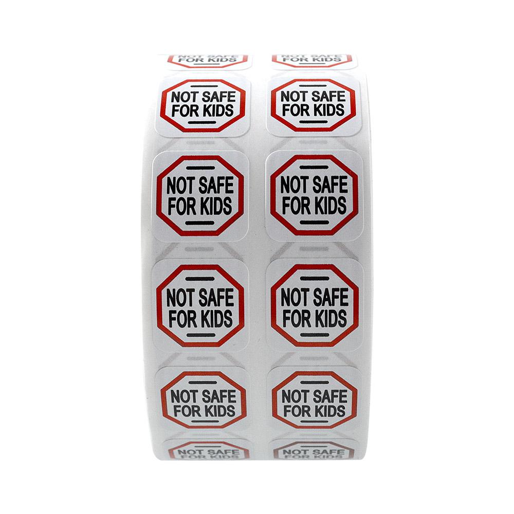 Massachusetts - Maine "Not Safe For Kids" Labels | .75in x .75in - Square - 1000 Count - 3