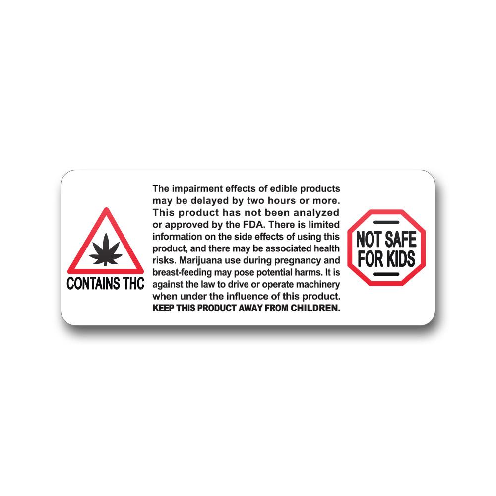 Massachusetts Warning Edible Labels | 3in x 1in - Rectangle - 1000 Count - 1