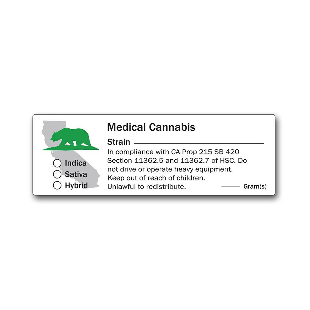 California State Design Medical Marijuana Labels | 3in x 1in - Rectangle - 1000 Count - 1