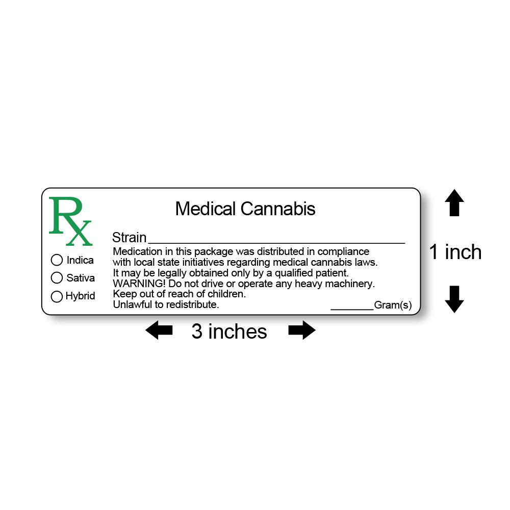 Generic Medical Marijuana Universal Labels | 3in x 1in - Rectangle - 1000 Count - 5