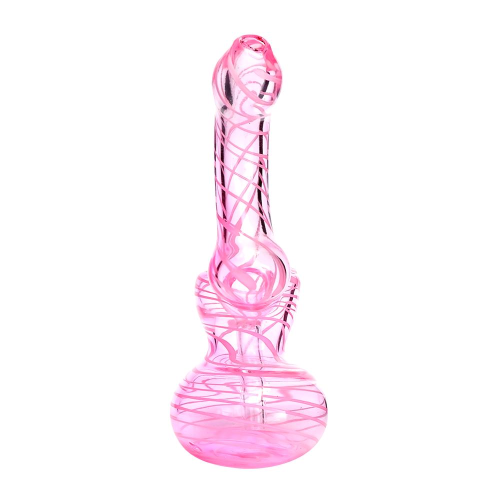 Spiral & Pink Fumed Bubbler | 6in Tall - Glass - Pink - 4