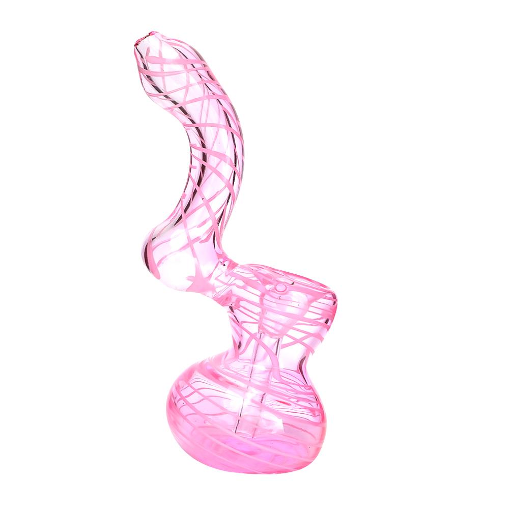 Spiral & Pink Fumed Bubbler | 6in Tall - Glass - Pink - 1
