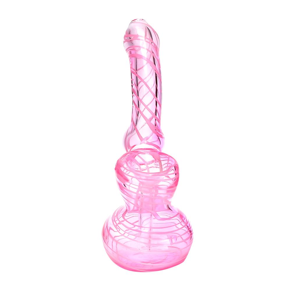 Spiral & Pink Fumed Bubbler | 6in Tall - Glass - Pink - 2