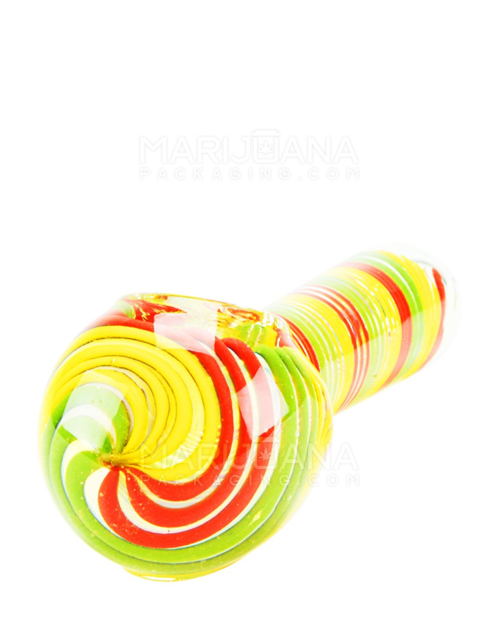 Spiral Spoon Hand Pipe | 4.5in Long - Glass - Rasta - 2