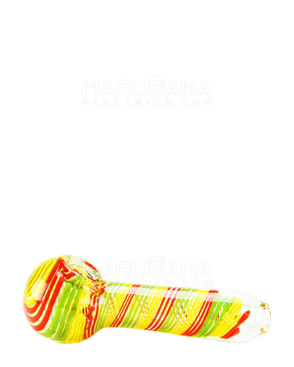 Spiral Spoon Hand Pipe | 4.5in Long - Glass - Rasta - 3