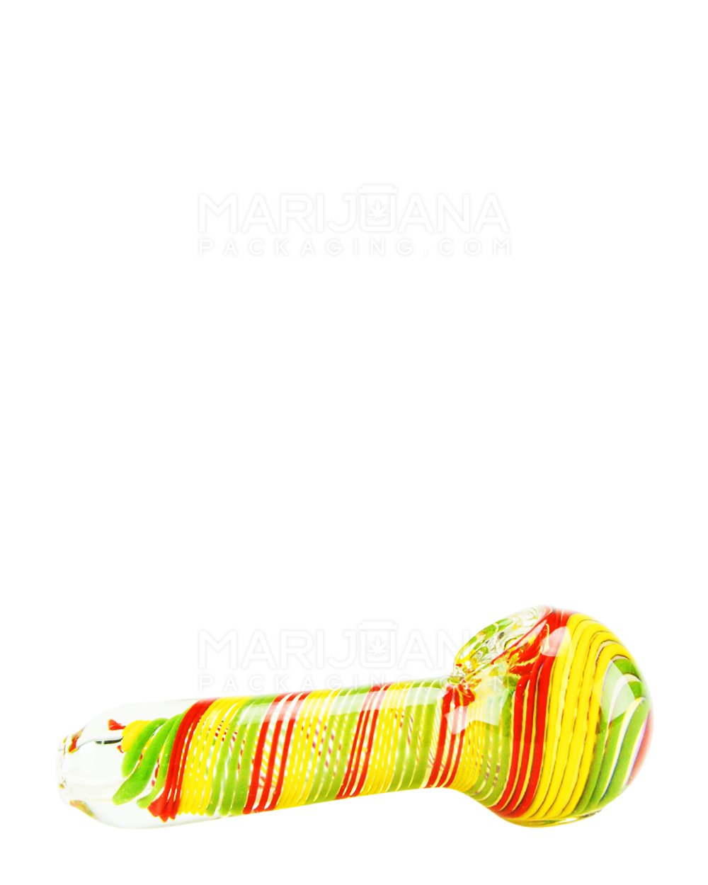 Spiral Spoon Hand Pipe | 4.5in Long - Glass - Rasta - 5