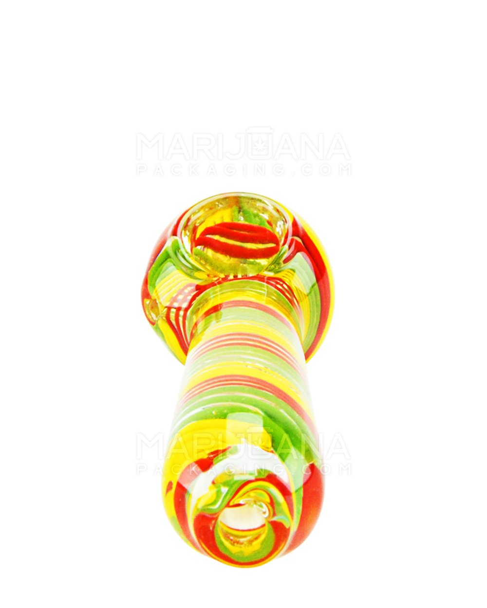 Spiral Spoon Hand Pipe | 4.5in Long - Glass - Rasta - 4