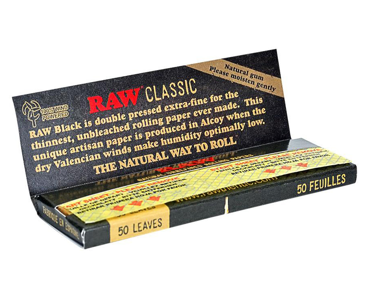 RAW | 'Retail Display' 1 1/4 Size Black Natural Rolling Papers | 83mm - Classic - 24 Count - 4