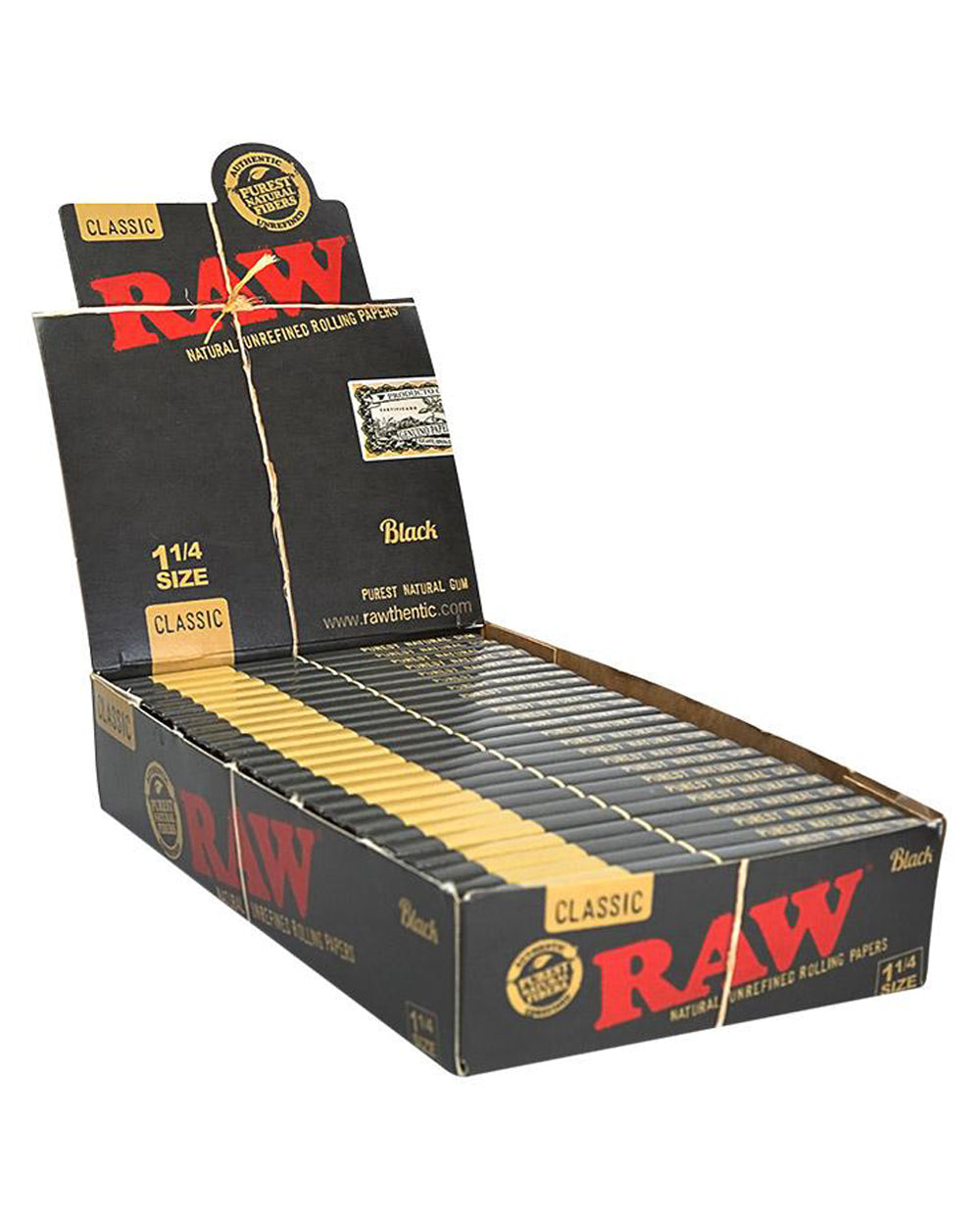 RAW | 'Retail Display' 1 1/4 Size Black Natural Rolling Papers | 83mm - Classic - 24 Count - 1