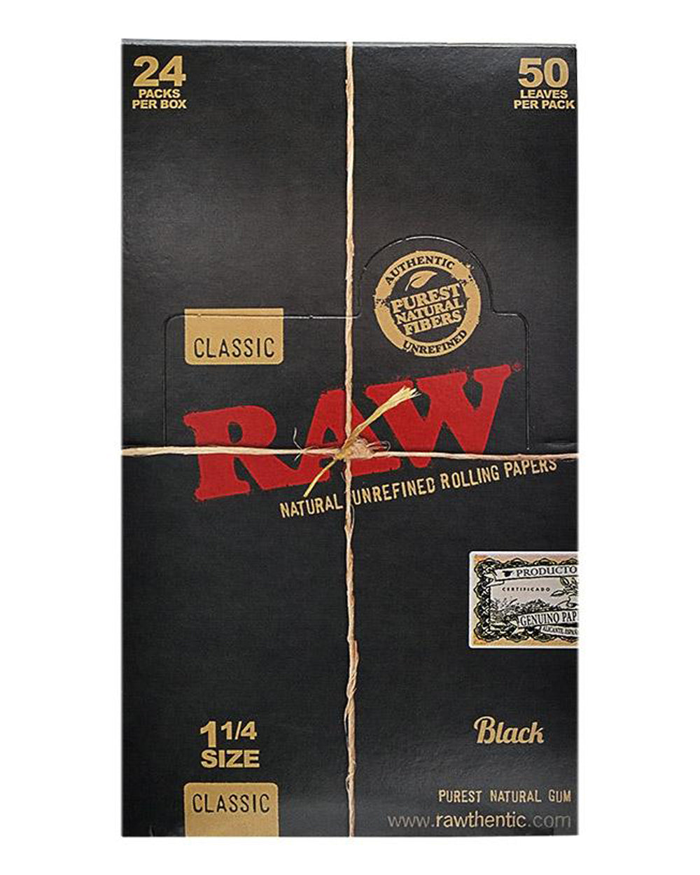 RAW | 'Retail Display' 1 1/4 Size Black Natural Rolling Papers | 83mm - Classic - 24 Count - 2
