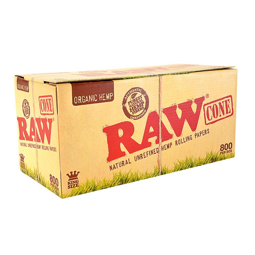 RAW | Organic King Size Pre-Rolled Cones | 109mm - Hemp Paper - 800 Count - 1