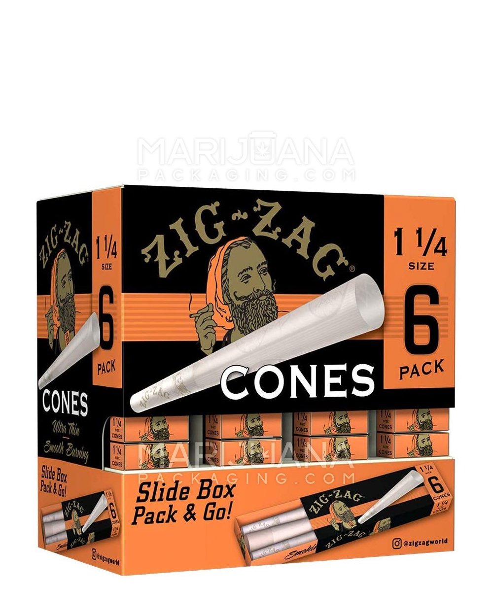 ZIG ZAG | 'Retail Display' 1 1/4 Pre-Rolled Cones Promo Pack | 84mm - White Paper - 36 Count - 1