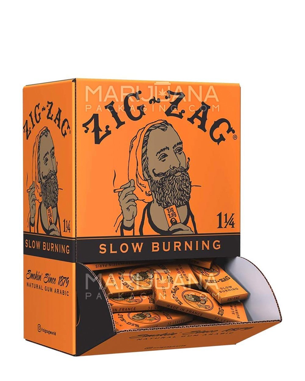 ZIG ZAG | 'Retail Display' French Orange 1 1/4 Size Rolling Papers | 78mm - White Paper - 48 Count - 1