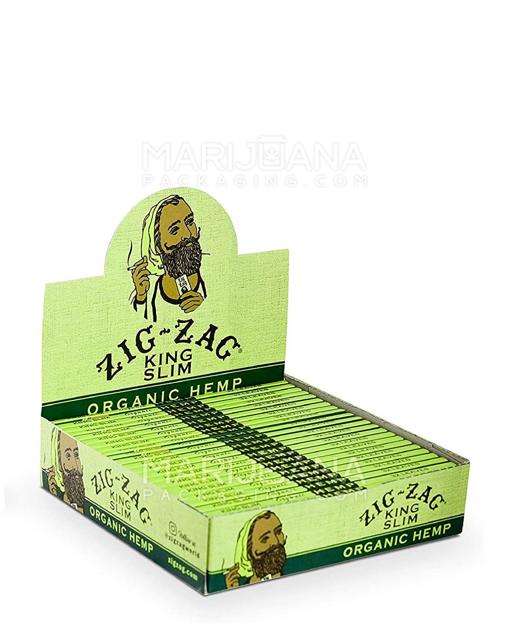 ZIG ZAG | 'Retail Display' Organic Hemp King Slim Rolling Papers | 108mm - Hemp Paper - 24 Count - 1