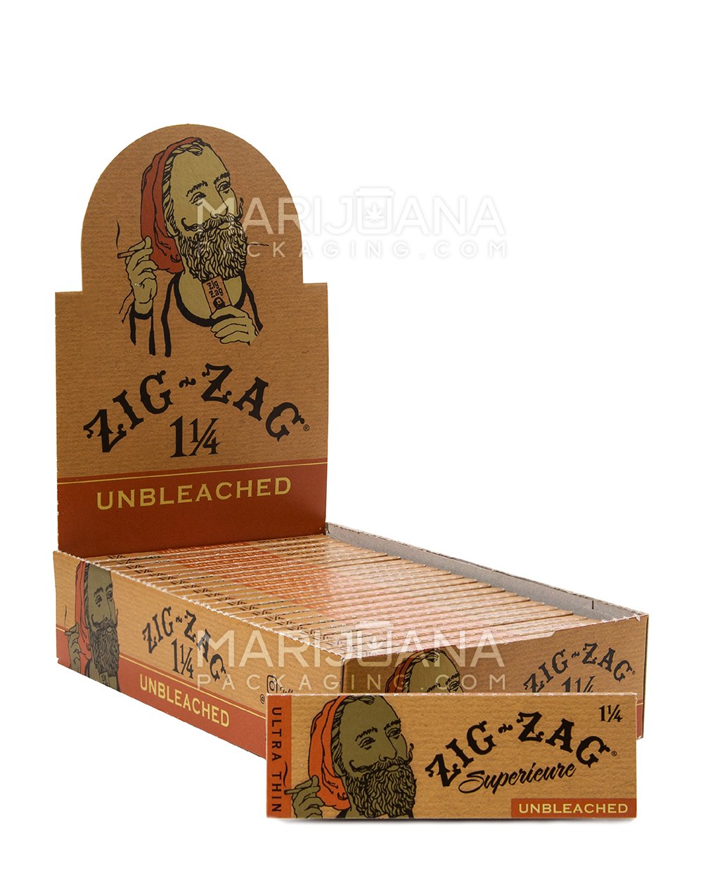 ZIG ZAG | 'Retail Display' Unbleached 1 1/4 Size Rolling Papers | 78mm - Unbleached Paper - 24 Count - 1
