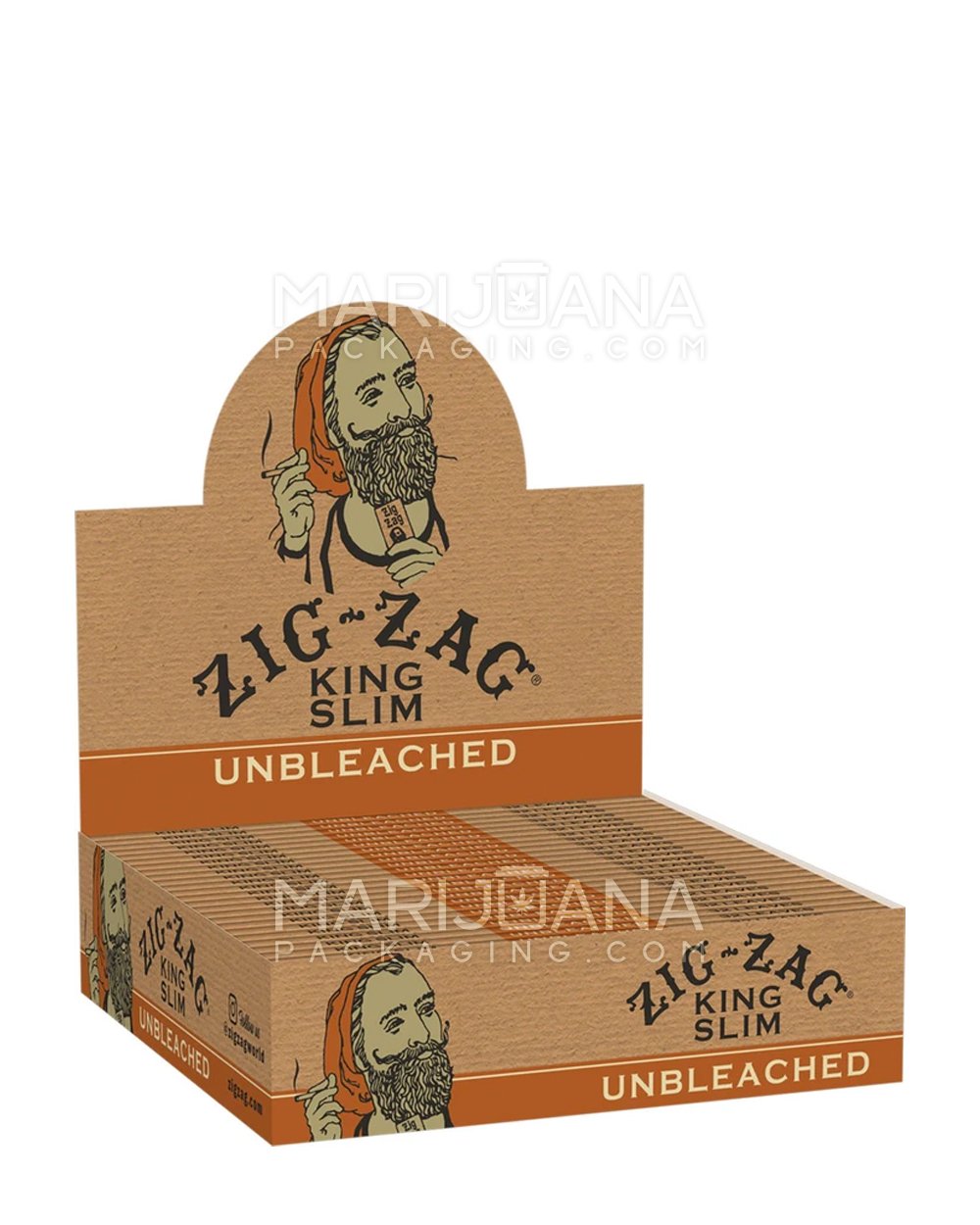 ZIG ZAG | 'Retail Display' Unbleached King Slim Rolling Papers | 108mm - Unbleached Paper - 24 Count - 1