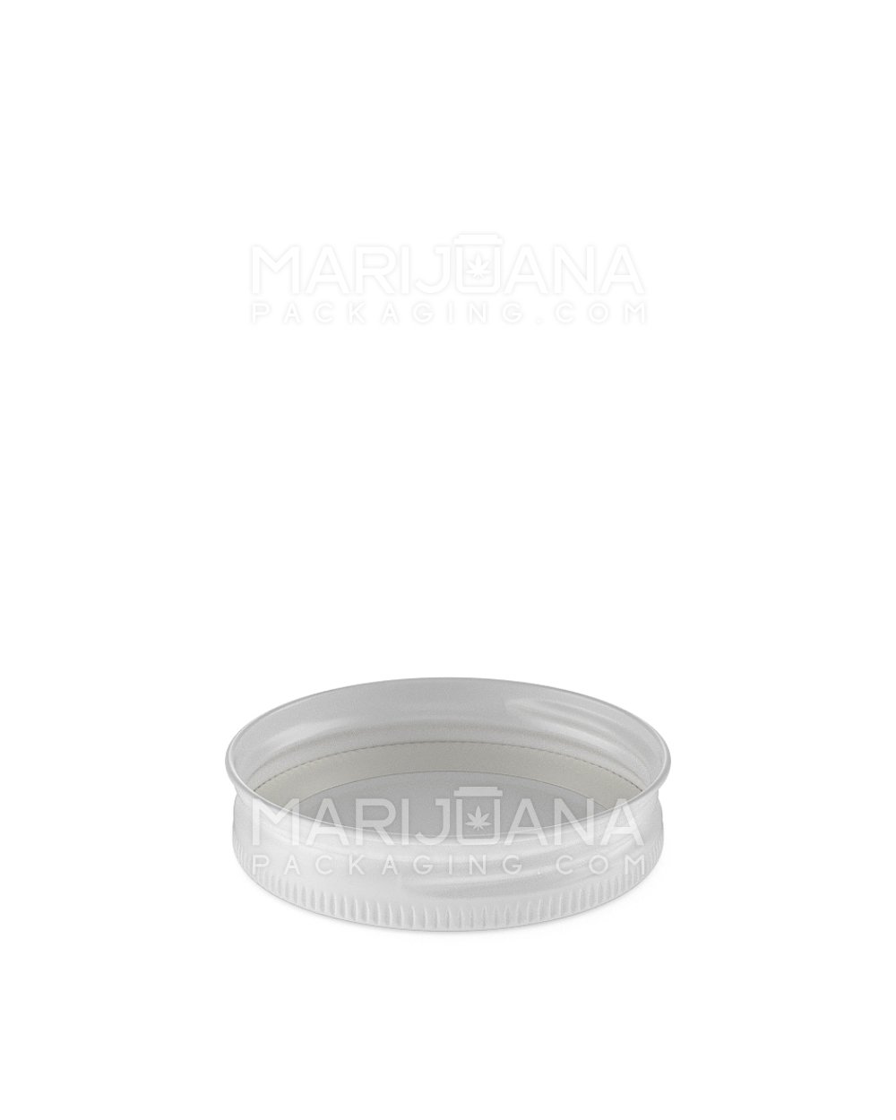 Ribbed Screw Top Metal Tin Caps w/ Foam Liner | 53mm - Glossy White - 120 Count - 4