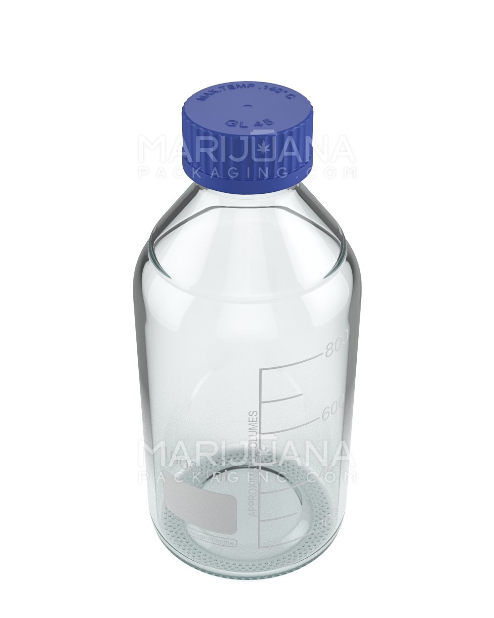 Glass Reagent Lab Bottle w/ Blue Screw Top Cap | 45mm - 1000ml - 24 Count - 4