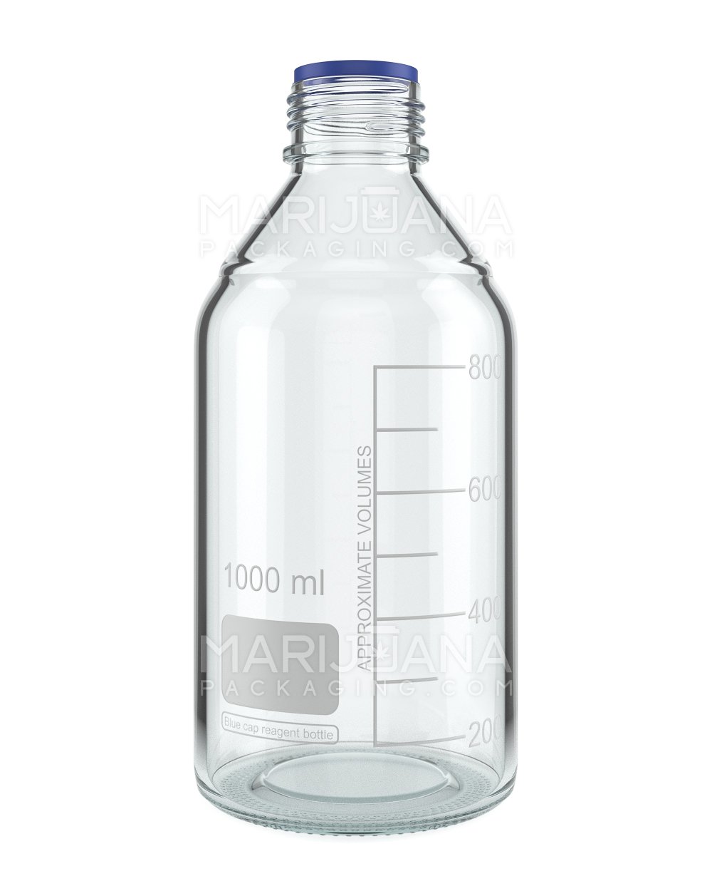 Glass Reagent Lab Bottle w/ Blue Screw Top Cap | 45mm - 1000ml - 24 Count - 2