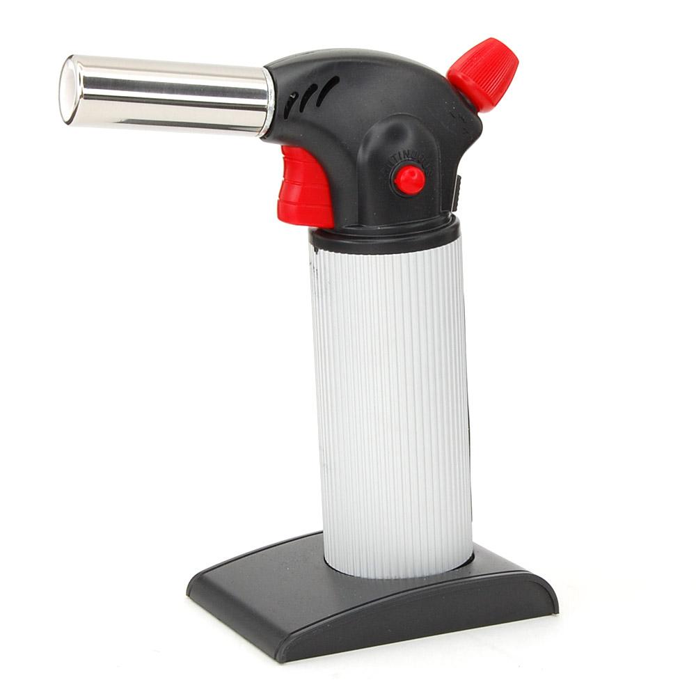 SCORCH TORCH | Large Metal Cigar Lighter | 8in Tall - Butane - White & Red - 1