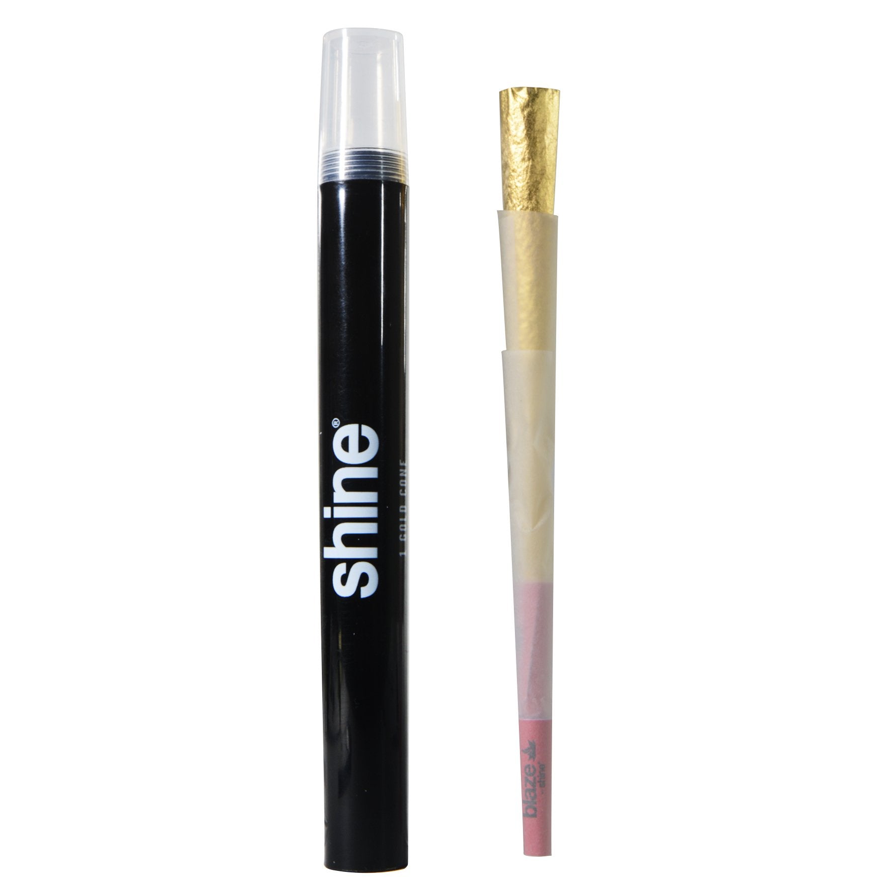 SHINE | 24K Gold Midas King Size Pre-Rolled Cone | 98mm - Edible Gold - 1 Count - 1