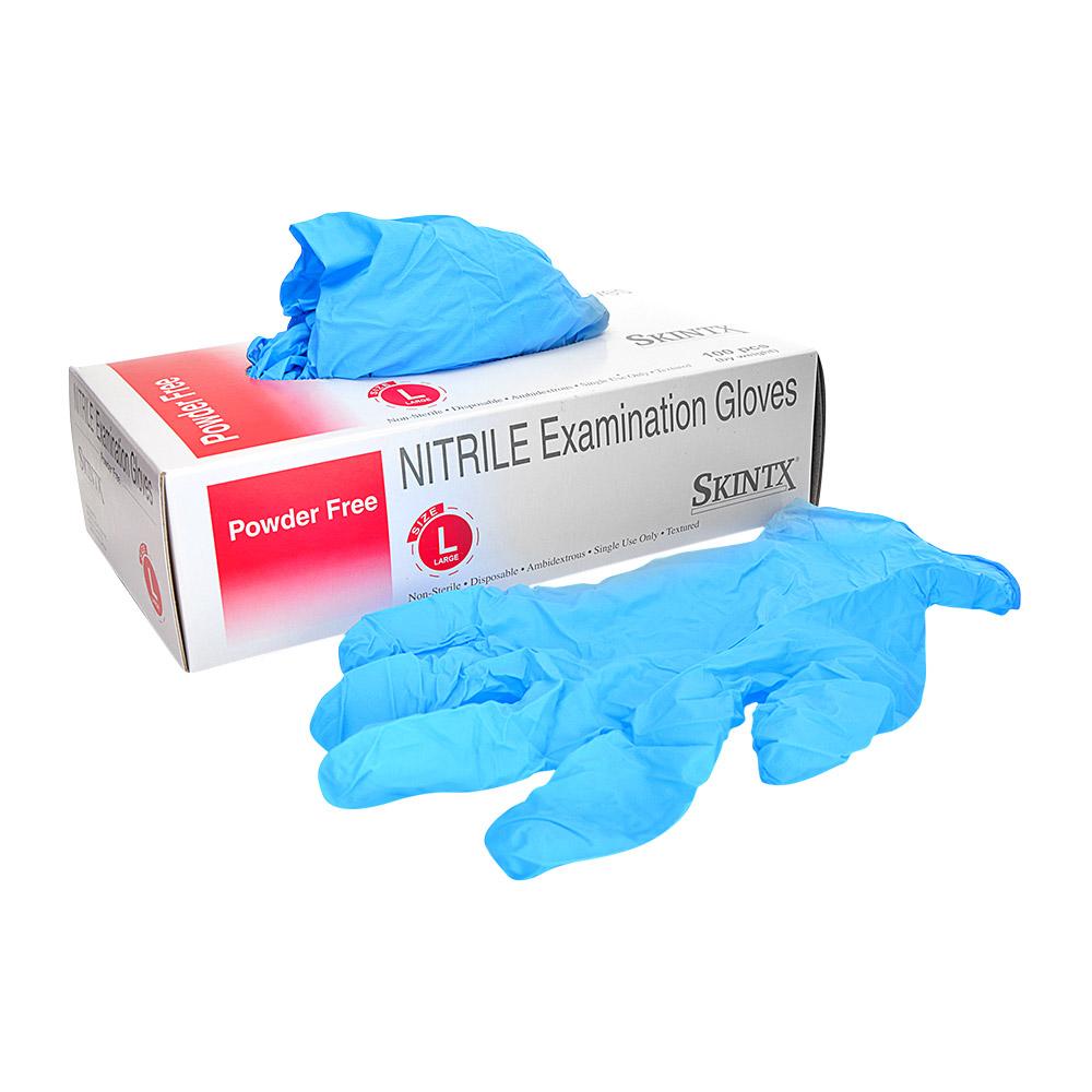 SKINTX | Powder-Free Disposable Gloves | Blue - Nitrile - 100 Count - 1