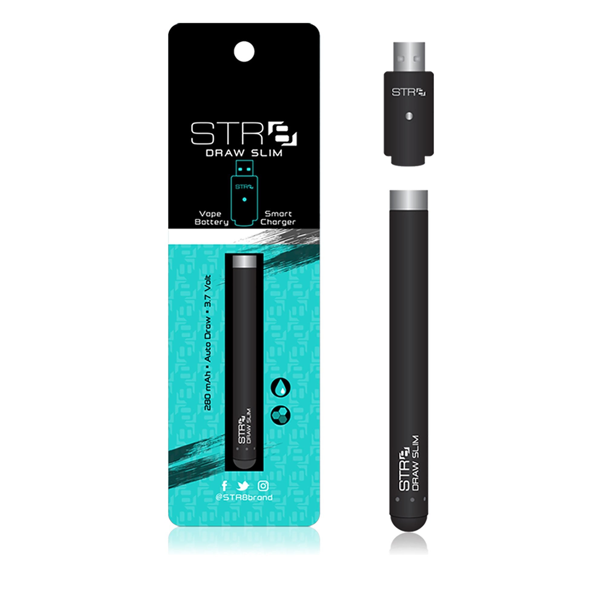 STR8 | Auto Draw Slim Vape Batteries with Charger | 280mAh - Black - 10 Count - 2