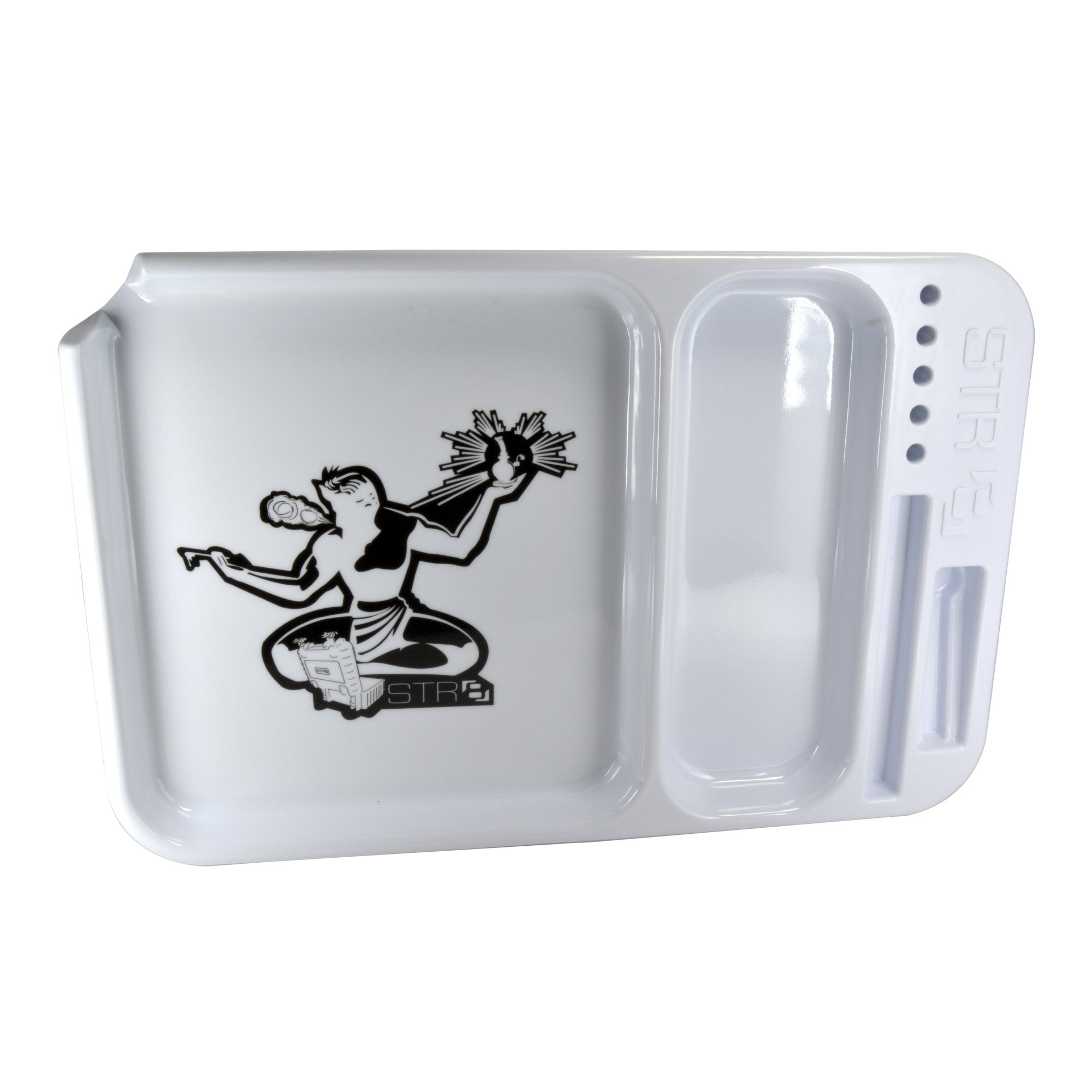 STR8 | Spirit of Detroit White Rolling Tray | 14in x 9.2in - Large - Plastic - 2