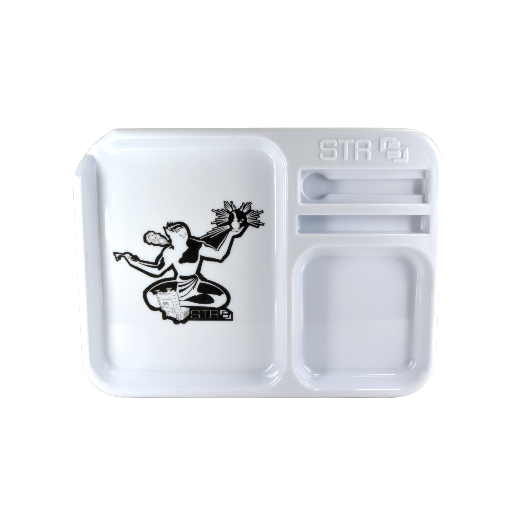 STR8 | Spirit of Detroit White Rolling Tray | 9in x 6.7in - Small - Plastic - 1