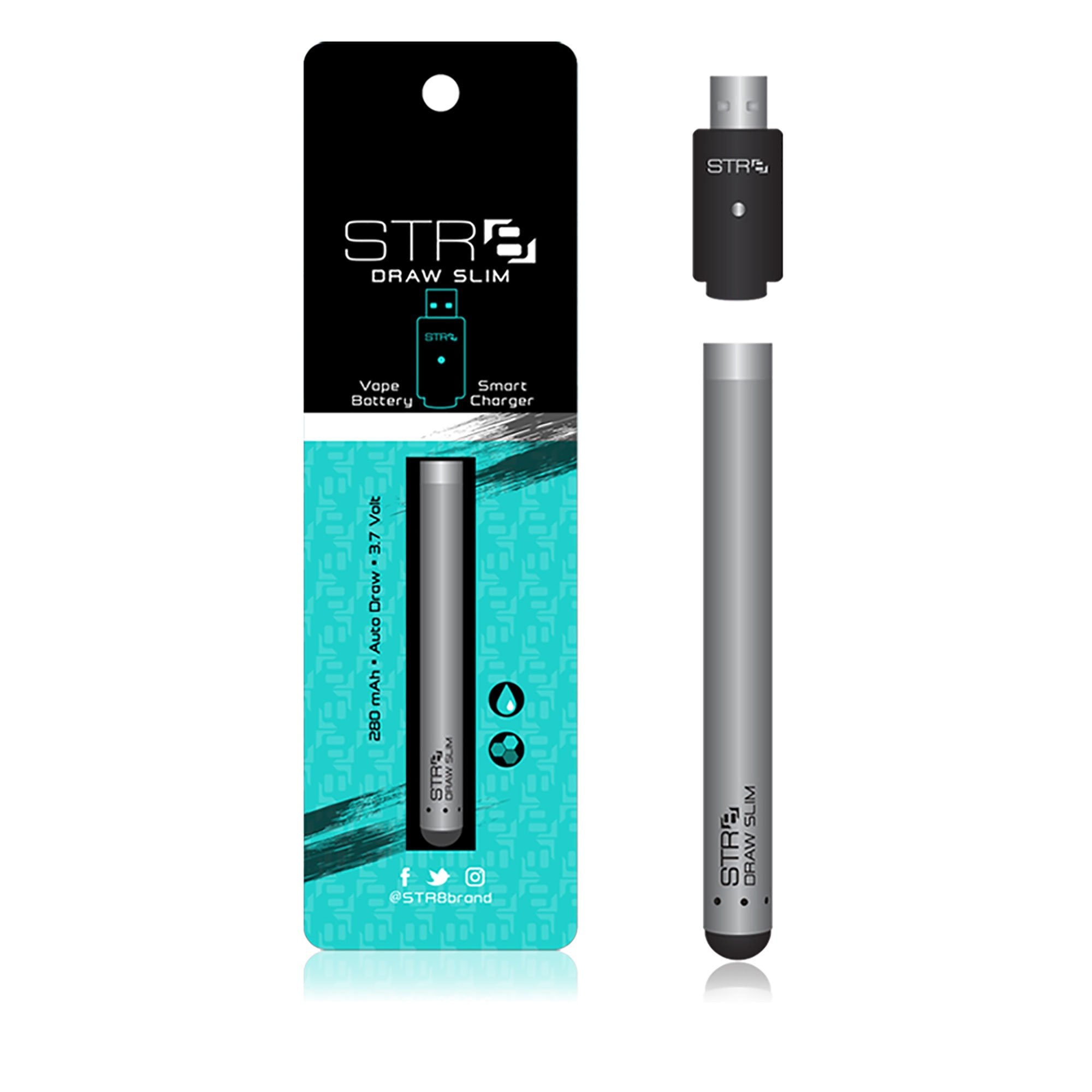 STR8 | Auto Draw Slim Vape Batteries with Charger | 280 mAh - Silver- 10 Count - 2