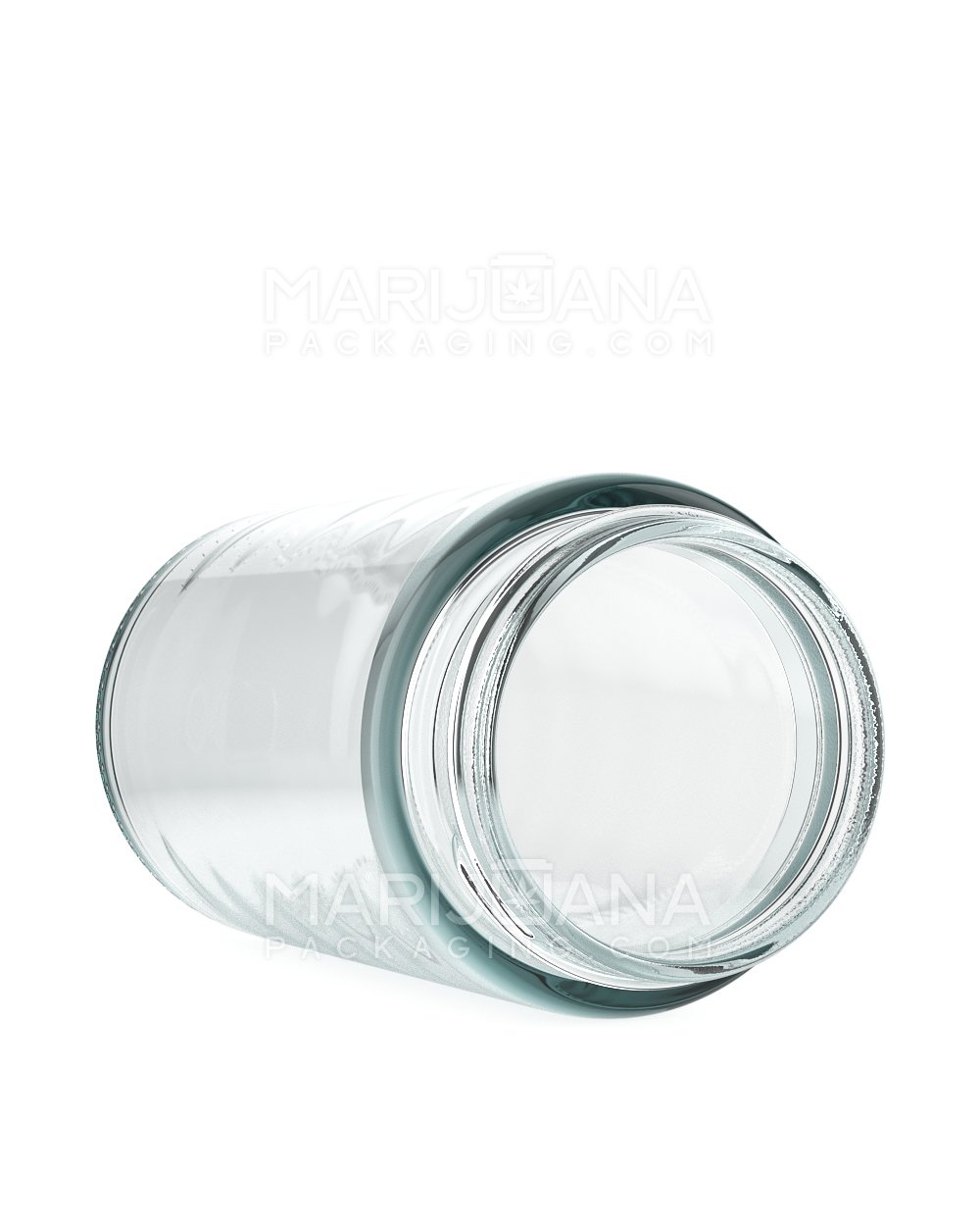 THCR 6oz Clear Glass Jar Child-Resistant Ribbed Flat Cap