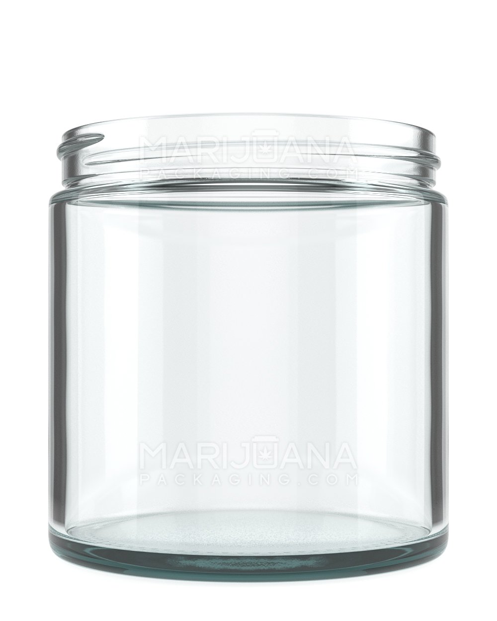 16 Oz. CLEAR GLASS Jar Straight Sided W/ Smooth Black Plastic Cap