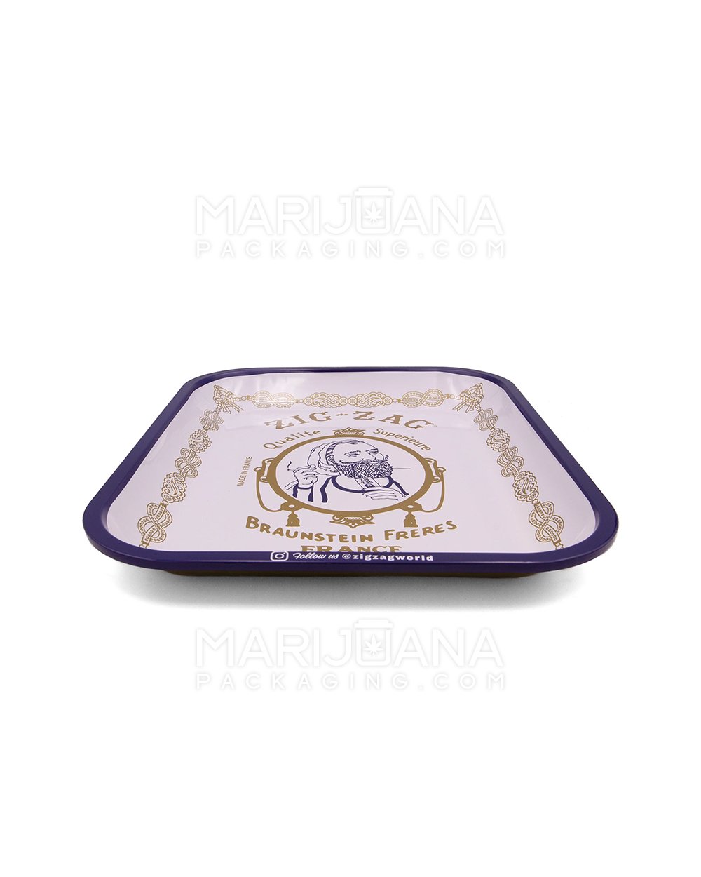 ZIG ZAG | White Rolling Tray | 13.4in x 10.8in - Large - Metal - 2
